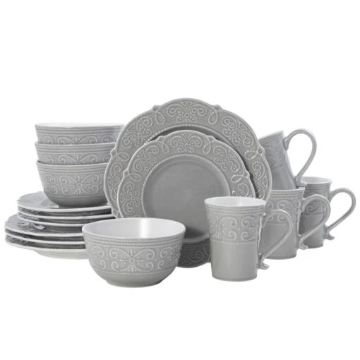 Abby Gray 16 Piece Dinnerware Set, Service For 4 -Kitchen Supplies Store abby gray 16 piece dinnerware set service for 4 5267394 1