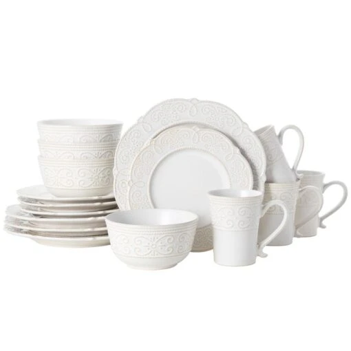 Abby White 16 Piece Dinnerware Set, Service For 4 -Kitchen Supplies Store abby white 16 piece dinnerware set service for 4 5267392 1