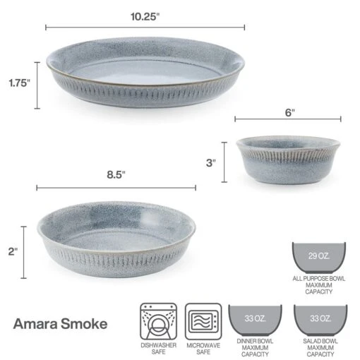 Amara Smoke 6 Piece Dinnerware Bowl Set, Service For 2 -Kitchen Supplies Store amara smoke 6 piece dinnerware bowl set service for 2 5305447 5