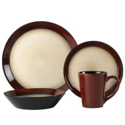 Aria Red 16 Piece Dinnerware Set, Service For 4 -Kitchen Supplies Store aria red 16 piece dinnerware set service for 4 5109392 1