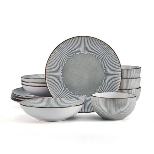 Arlie Gray 12 Piece Dinnerware Set, Service For 4 -Kitchen Supplies Store arlie gray 12 piece dinnerware set service for 4 5291360 1