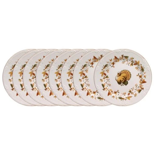 Autumn Berry Set Of 8 Turkey Salad Plates -Kitchen Supplies Store autumn berry set of 8 turkey salad plates K85152689 1