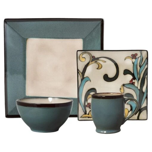 Belmont Square Blue Leaves Dinnerware Set -Kitchen Supplies Store belmont square blue leaves dinnerware set K325091147 1