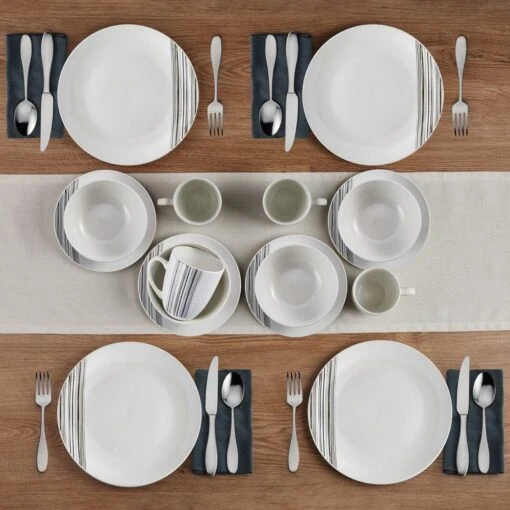 Brushed Lines 16 Piece Dinnerware Set, Service For 4 -Kitchen Supplies Store brushed lines 16 piece dinnerware set service for 4 5287314 2