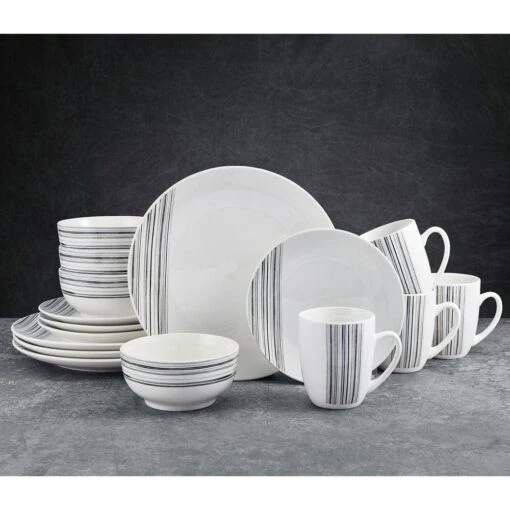 Brushed Lines 16 Piece Dinnerware Set, Service For 4 -Kitchen Supplies Store brushed lines 16 piece dinnerware set service for 4 5287314 3