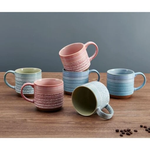 Brushed Set Of 6 Reactive Mugs, Assorted -Kitchen Supplies Store brushed set of 6 reactive mugs assorted 5282190 2