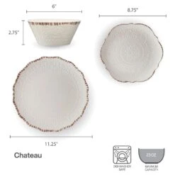 Chateau Cream 12 Piece Outdoor Melamine Dinnerware Set, Service For 4 -Kitchen Supplies Store chateau cream 12 piece melamine dinnerware set service for 4 5302580 5