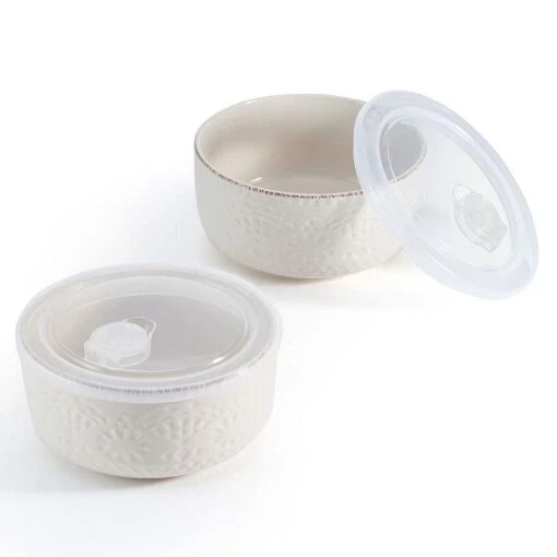 Chateau Cream Set Of 2 Storage Bowls With Lids -Kitchen Supplies Store chateau cream set of 2 storage bowls with lids 5297030 1