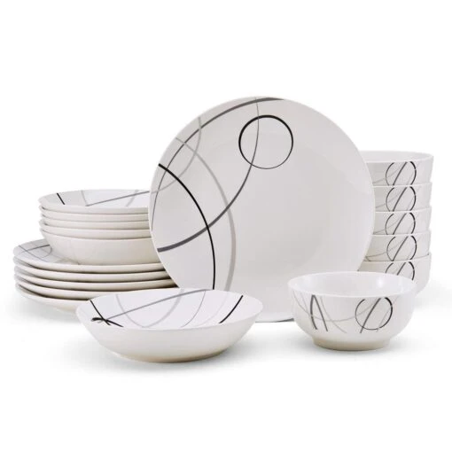 Circles 18 Piece Dinnerware Set, Service For 6 -Kitchen Supplies Store circles 18 piece dinnerware set service for 6 5276287 1