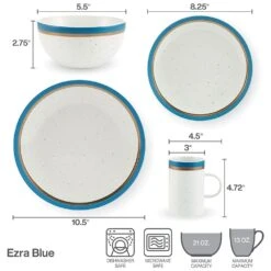 Ezra Blue 16 Piece Dinnerware Set, Service For 4 -Kitchen Supplies Store ezra blue 16 piece dinnerware set service for 4 5287909 10