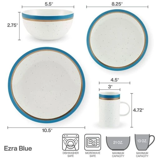 Ezra Blue 16 Piece Dinnerware Set, Service For 4 -Kitchen Supplies Store ezra blue 16 piece dinnerware set service for 4 5287909 10