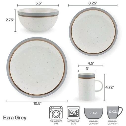 Ezra Grey 16 Piece Dinnerware Set, Service For 4 -Kitchen Supplies Store ezra grey 16 piece dinnerware set service for 4 5287908 10