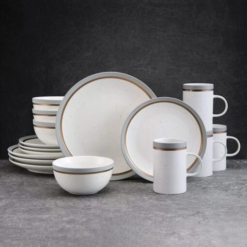 Ezra Grey 16 Piece Dinnerware Set, Service For 4 -Kitchen Supplies Store ezra grey 16 piece dinnerware set service for 4 5287908 2