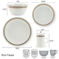 Ezra Taupe 16 Piece Dinnerware Set, Service For 4 -Kitchen Supplies Store ezra taupe 16 piece dinnerware set service for 4 5287911 10