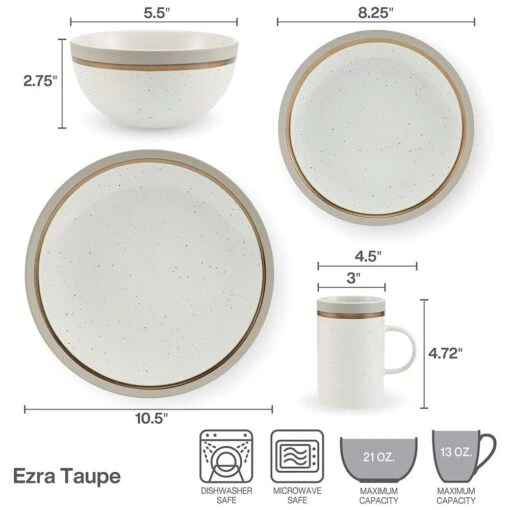 Ezra Taupe 16 Piece Dinnerware Set, Service For 4 -Kitchen Supplies Store ezra taupe 16 piece dinnerware set service for 4 5287911 10