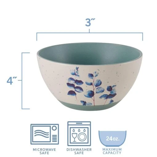 Floral Blue Set Of 6 Soup Cereal Bowls, Assorted -Kitchen Supplies Store floral set of 6 matted soup cereal bowls assorted 5282196 6