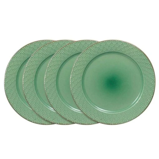 French Lace Set Of 4 Green Dinner Plates -Kitchen Supplies Store french lace set of 4 green dinner plates K45211162 1