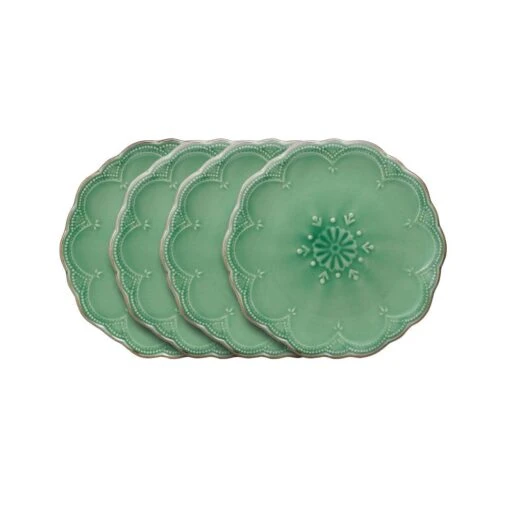 French Lace Set Of 4 Green Salad Plates -Kitchen Supplies Store french lace set of 4 green salad plates K45211163 1