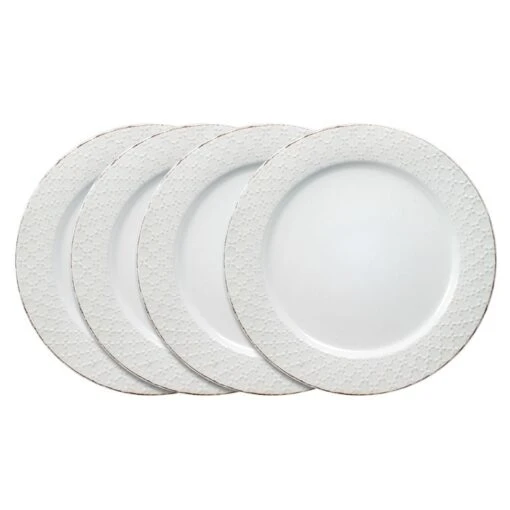 French Lace Set Of 4 White Dinner Plates -Kitchen Supplies Store french lace set of 4 white dinner plates K45211101 1