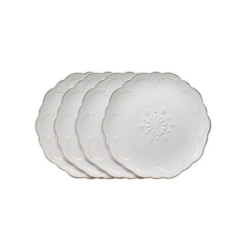 French Lace Set Of 4 White Salad Plates -Kitchen Supplies Store french lace set of 4 white salad plates K45211113 1