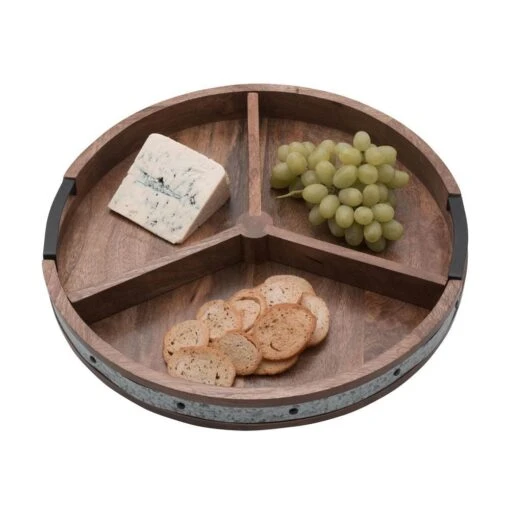 Galvanized Band Lazy Susan Platter With Removable Dividers, 16 Inch -Kitchen Supplies Store galvanized band lazy susan platter with removeable dividers 16 inch 5276661 1