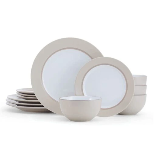 Grayson Taupe 12 Piece Dinnerware Set, Service For 4 -Kitchen Supplies Store grayson taupe 12 piece dinnerware set service for 4 5296694 1