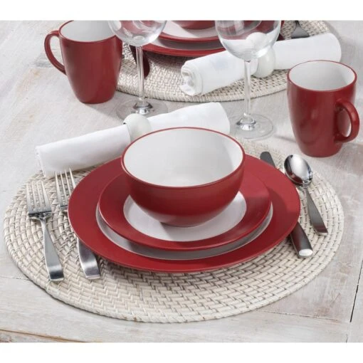 Harmony Red 16 Piece Dinnerware Set, Service For 4 -Kitchen Supplies Store harmony red 16 piece dinnerware set service for 4 5131071 2