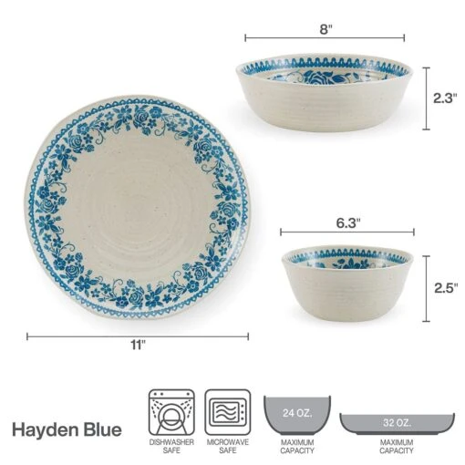 Hayden Blue 12 Piece Dinnerware Set, Service For 4 -Kitchen Supplies Store hayden blue 12 piece dinnerware set service for 4 5287915 9