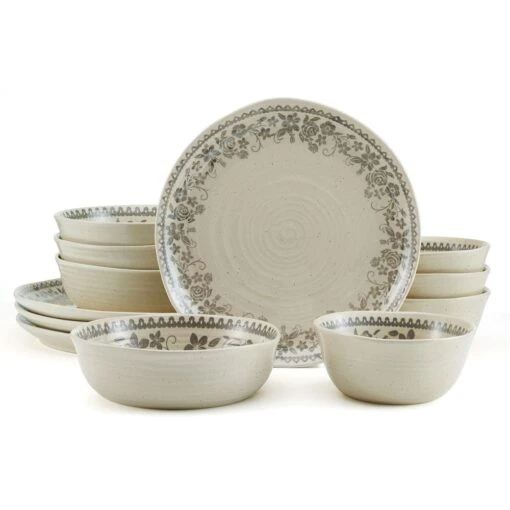 Hayden Grey 12 Piece Dinnerware Set, Service For 4 -Kitchen Supplies Store hayden grey 12 piece dinnerware set service for 4 5287913 1