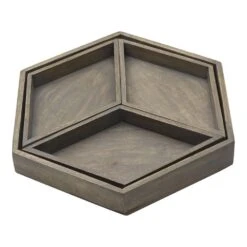 Hexagon 4 Piece Mango Wood Tray Set -Kitchen Supplies Store hexagon 4 piece mango wood tray set 5277415 4