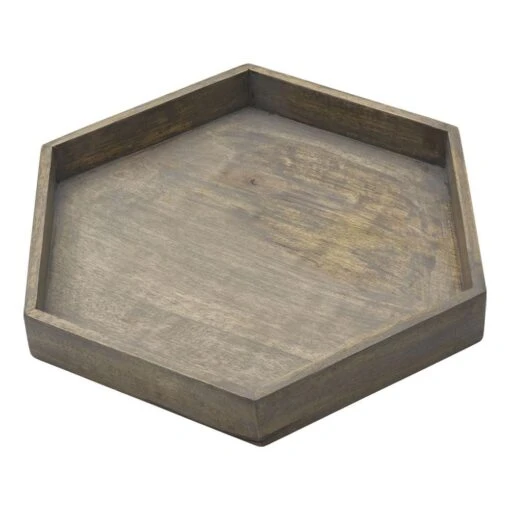 Hexagon 4 Piece Mango Wood Tray Set -Kitchen Supplies Store hexagon 4 piece mango wood tray set 5277415 5