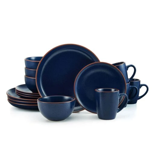 Hunter Blue 16 Piece Dinnerware Set, Service For 4 -Kitchen Supplies Store hunter blue 16 piece dinnerware set service for 4 5286598 1