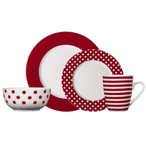 Kenna Red 16 Piece Dinnerware Set, Service For 4 -Kitchen Supplies Store kenna red 16 piece dinnerware set service for 4 5233527 1