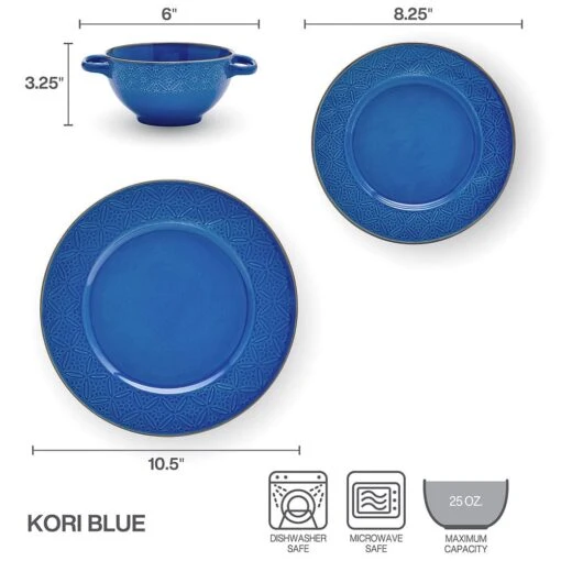 Kori Blue 12 Piece Dinnerware Set, Service For 4 -Kitchen Supplies Store kori blue 12 piece dinnerware set service for 4 5291268 5