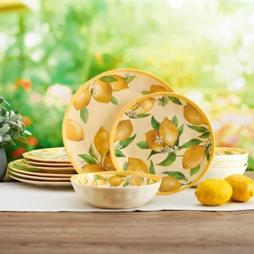 Lemons Outdoor Melamine Dinnerware Set -Kitchen Supplies Store lemons melamine dinnerware set 5293373 2