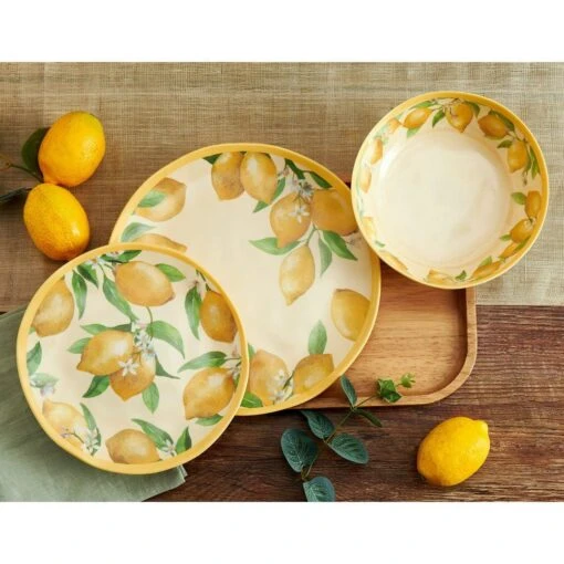 Lemons Set Of 4 Outdoor Melamine Dinner Plates -Kitchen Supplies Store lemons set of 4 melamine dinner plates K45293375 2