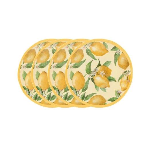 Lemons Set Of 4 Outdoor Melamine Salad Plates -Kitchen Supplies Store lemons set of 4 melamine salad plates K45293378 1