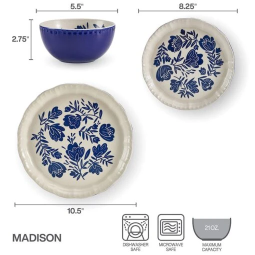 Madison 12 Piece Dinnerware Set, Service For 4 -Kitchen Supplies Store madison 12 piece dinnerware set service for 4 5293922 5