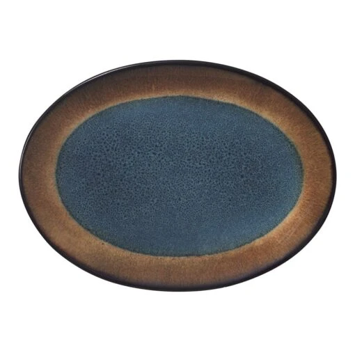 Monroe Blue Small Oval Platter -Kitchen Supplies Store monroe blue small oval platter 5287550 1