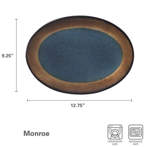 Monroe Blue Small Oval Platter -Kitchen Supplies Store monroe blue small oval platter 5287550 4