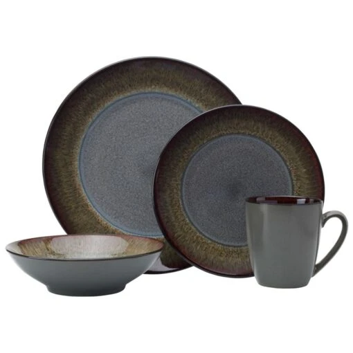 Monroe Gray 16 Piece Dinnerware Set, Service For 4 -Kitchen Supplies Store monroe gray 16 piece dinnerware set service for 4 5237442 1