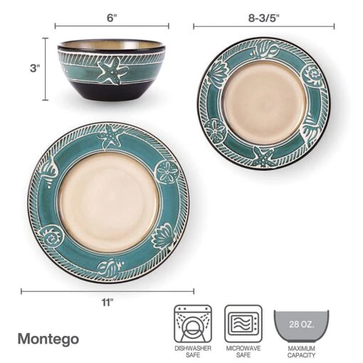 Montego 12 Piece Dinnerware Set, Service For 4 -Kitchen Supplies Store montego 12 piece dinnerware set service for 4 5293653 5