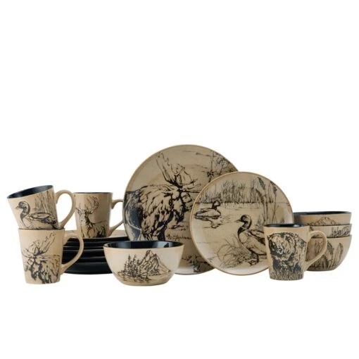 Mossy Oak Animal Print 16 Piece Dinnerware Set, Service For 4 -Kitchen Supplies Store mossy oak animal print 16 piece dinnerware set service for 4 5138758 1