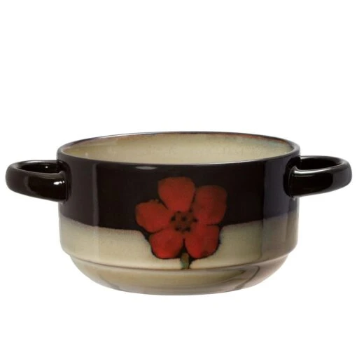 Painted Poppies Double Handled Soup Bowl -Kitchen Supplies Store painted poppies double handled soup bowl 5211364 1