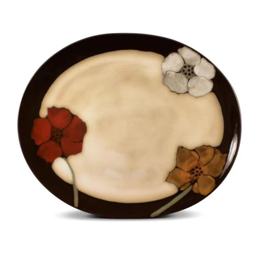 Painted Poppies Oval Platter -Kitchen Supplies Store painted poppies oval platter 5111172 1