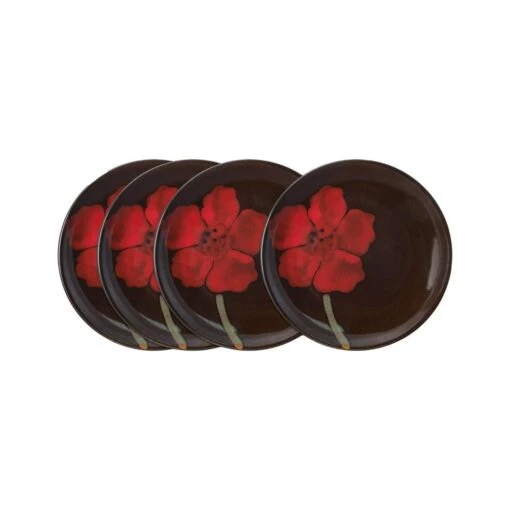 Painted Poppies Set Of 4 Appetizer Plates -Kitchen Supplies Store painted poppies set of 4 appetizer plates K45233252 1