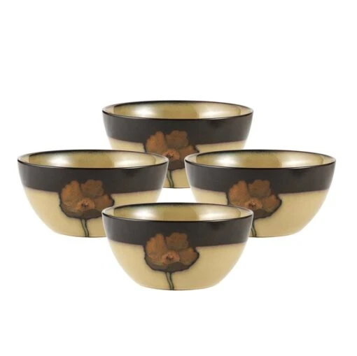 Painted Poppies Set Of 4 Soup Cereal Bowls -Kitchen Supplies Store painted poppies set of 4 soup cereal bowls K45105836 1