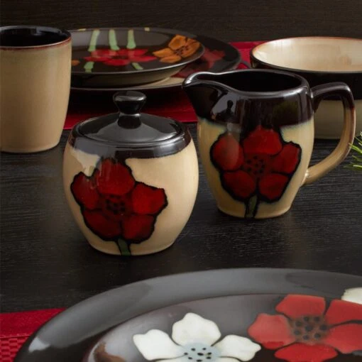 Painted Poppies Sugar Bowl With Lid -Kitchen Supplies Store painted poppies sugar bowl with lid 5105842 2