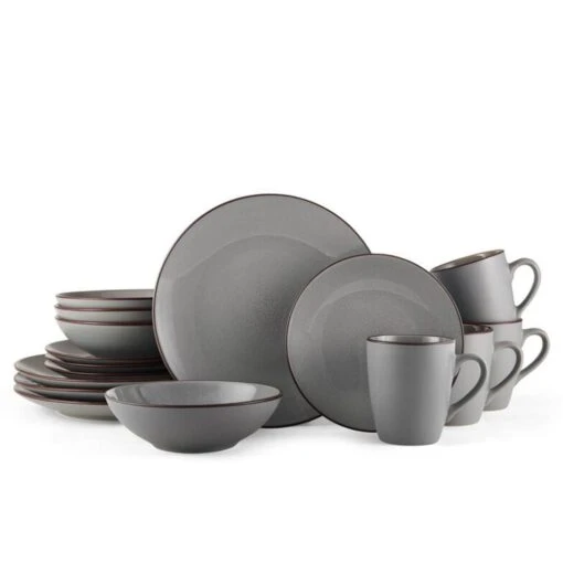 Pierce Gray 16 Piece Dinnerware Set, Service For 4 -Kitchen Supplies Store pierce gray 16 piece dinnerware set service for 4 5281784 1