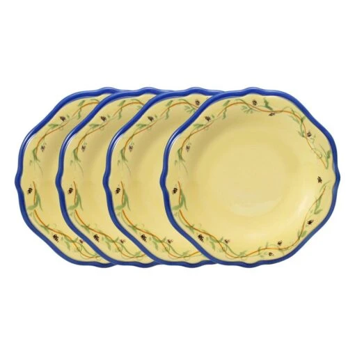 Pistoulet® Set Of 4 Salad Plates With Blue Band -Kitchen Supplies Store pistoulet set of 4 salad plates with blue band K437000391 1